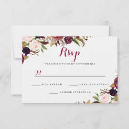 Burgundy Red Blommigt Fall Wedding OSA Kort