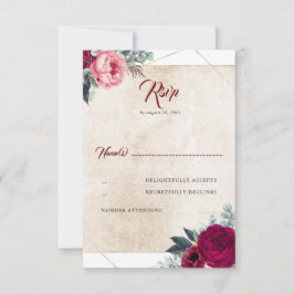 Burgundy Red Blommigt Fall Wedding OSA Kort