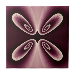 Burgundy Red Blommigt Petal Digital Mönster Kakelplatta