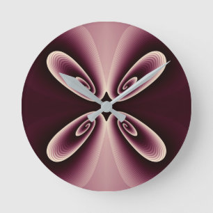 Burgundy Red Blommigt Petal Digital Mönster Rund Klocka