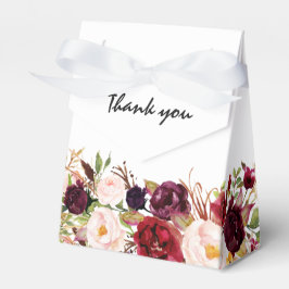 Burgundy Red Blommigt Rustic Boho Bröllop Presentaskar