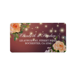 Burgundy Red Blommigt String Ljus Bröllop Adress Adressetikett