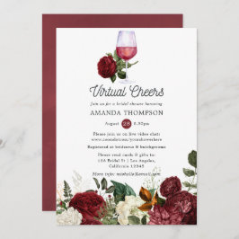 Burgundy Red Blommigt Vin Virtuella Möhippa Inbjudningar