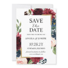 Burgundy Red  Blue Blommigt Modern Glam Bröllop