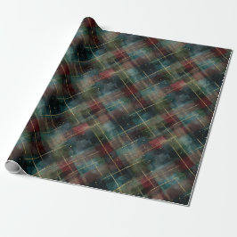 Burgundy Red Blue Green Gold Plaid Christmas Presentpapper
