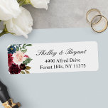 Burgundy Red  Blue Watercolor Blommigt Returadress Etikett<br><div class="desc">Lägg till lite elegans i dina bröllopsinbjudningar med de här Returetiketterna för Burgundy Red Blue Watercolor Blommigt. Dessa etiketter har en underbar vattenfärgsdesign i en kombination av burgröd och blå färg, skapar perfekt för alla typer av tillfälle och händelser. Du kan anpassa teckensnittet färg och storlekt med Zazzles designplan verktyg...</div>