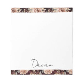 Burgundy Red Blush Floral Wedding Anteckningsblock