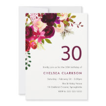 Burgundy Red Boho Blommigt 30års födelsedag Party