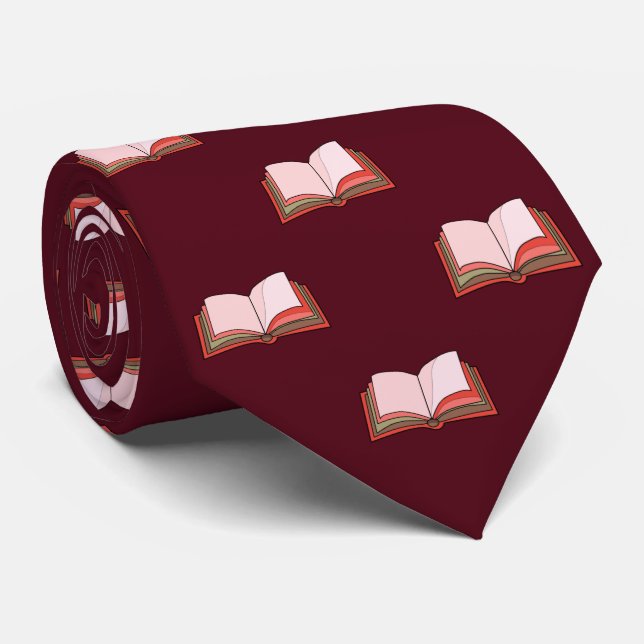 Burgundy Red Bok Älskare arbete, Studenten Slips (Rullad)