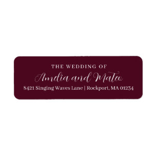 Burgundy Red Calligraphy Bröllop Returadress La Etikett