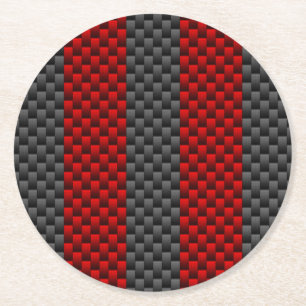 Burgundy Red Carbon Fiber like Tävla Rand Underlägg Papper Rund