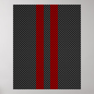Burgundy Red Carbon Fiber Stil Rand Decor Poster