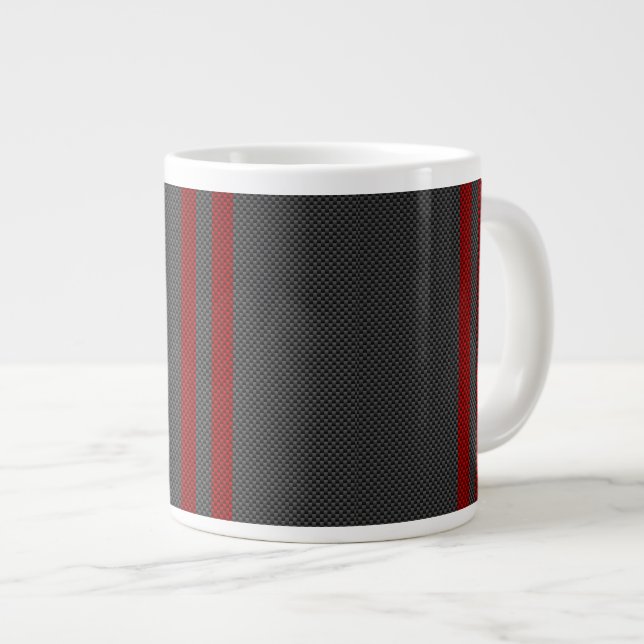 Burgundy Red Carbon Fiber Stil Rand Jumbo Mugg (Framsida höger)