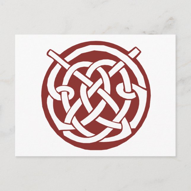 Burgundy Red Celtic Knotwork Vykort (Framsida)