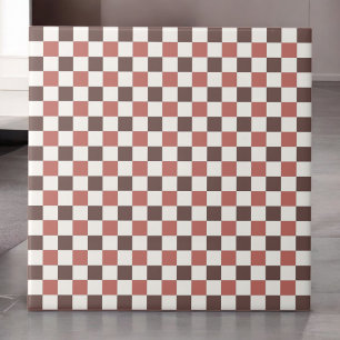 Burgundy Red Checkated Mönster Retro Minimalist Kakelplatta