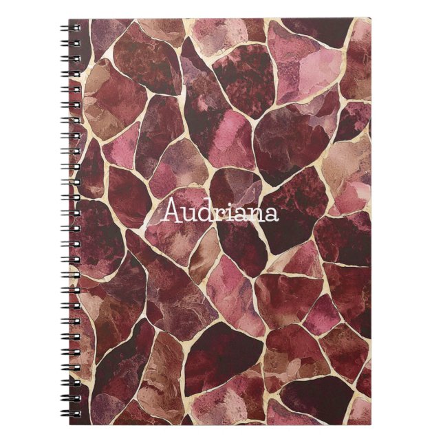 Burgundy Red Chic Abstrakt Anteckningsbok (Framsidan)