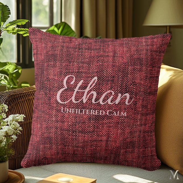 Burgundy Red Denim Struktur | Anpassningsbar - Rus Kudde (Skapare uppladdad)