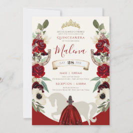 Burgundy Red Elegant Watercolor Charro Quinceanera Inbjudningar