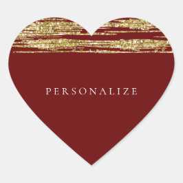 Burgundy Red Faux Glitter Rand Hjärtformat Klistermärke