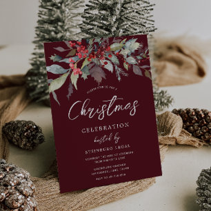 Burgundy Red Festive Office jul Party Inbjudningar