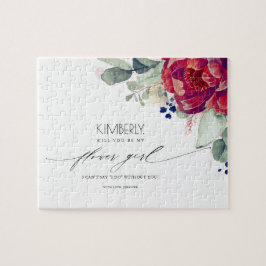 Burgundy Red Flower Flower Girl Frieri Pussel