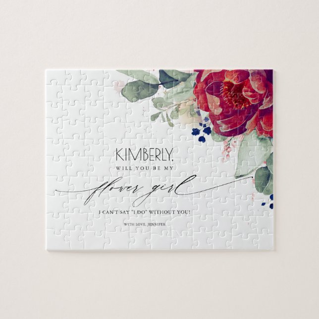 Burgundy Red Flower Flower Girl Frieri Pussel (Horisontell)