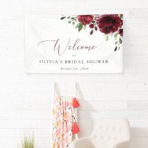 Burgundy Red Flowers, Boho, Möhippa Välkommen