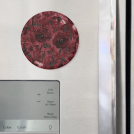 Burgundy Red Flowers Magnet