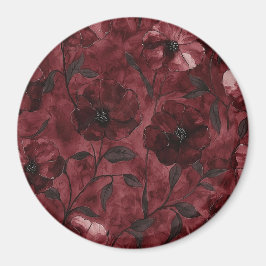 Burgundy Red Flowers Magnet
