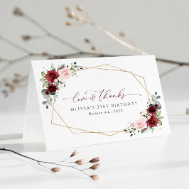 Burgundy Red Flowers, Rosa Flowers, Birthday Tack Kort