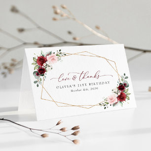 Burgundy Red Flowers, Rosa Flowers, Birthday Tack Kort