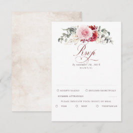 Burgundy Red Foliage Boho Bröllop OSA Kort