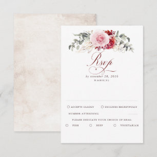 Burgundy Red Foliage Boho Bröllop OSA Kort