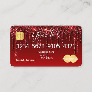 Burgundy Red Glitter Kredit Visitkort