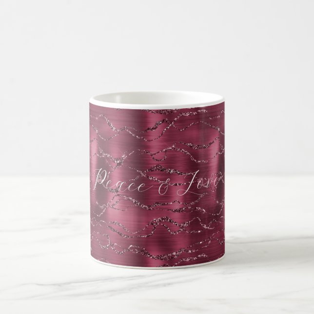 Burgundy Red Glitzy Glitter Rand Kaffemugg (Center)