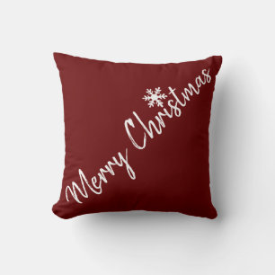 Burgundy Red God jul Snöflingor Kudde