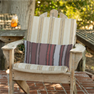 Burgundy Red Grått Mauve Taupe Rand Mönster Lumbarkudde