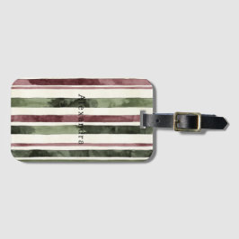 Burgundy Red Green Cream Stripes   Bagagebricka