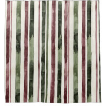 Burgundy Red Green Cream Stripes Christmas