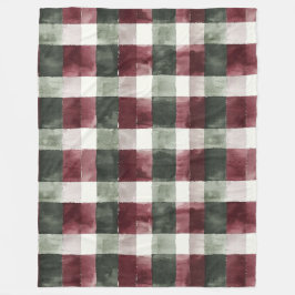 Burgundy Red Grönt Cream White Play Rand Fleecefilt