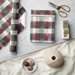 Burgundy Red Grönt Cream White Play Rand Presentpapper