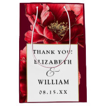 Burgundy Red Guld Blommigt Modern Bröllop Tack