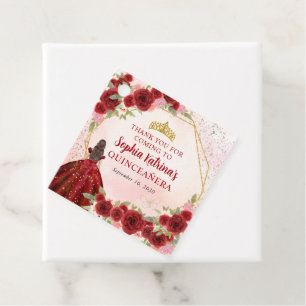 Burgundy Red Guld Blommigt Princess Tiara Tack Gåvor Etiketter