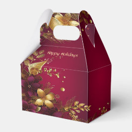 Burgundy Red Guld Flowers Helgdag Gift Box Presentaskar