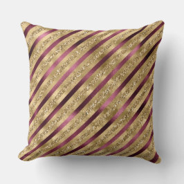 Burgundy Red Guld Glitter Rand Kudde