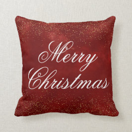 Burgundy Red Guld Glitter White God jul Kudde