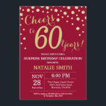 Burgundy Red Guld Surprise 60:e födelsedagsdiamant Inbjudningar<br><div class="desc">Överraskad 60:e födelsedagsinbjudan med Burgundy Red och Guld Glitter Diamond Background. Konfetti Guld. Vuxen födelsedag. Manliga Manar eller Kvinnor födelsedag.
Om du vill göra ytterligare anpassningar klickar du på knappen Anpassa och användor verktygen som är utformat för att ändra mallen.</div>
