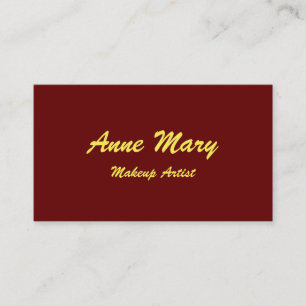 Burgundy Red Gult Makeup Artist Beauty Salon Visitkort