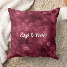 Burgundy Red Kisses Läppar Kudde