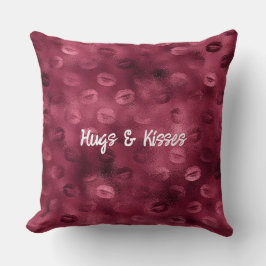 Burgundy Red Kisses Läppar Kudde